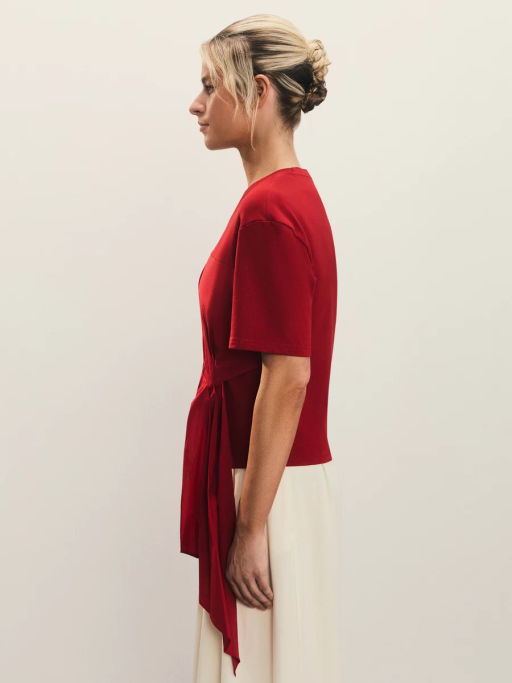 Футболка с драпировкой из поплина / Zarina  фото 4
