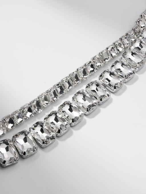 Чокер-колье Сияние дуэт, цвет белый в серебре, 36 см