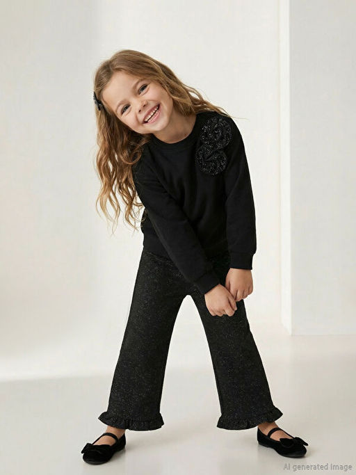 Bisiklet Yaka Ta?l? K?z ?ocuk Sweatshirt