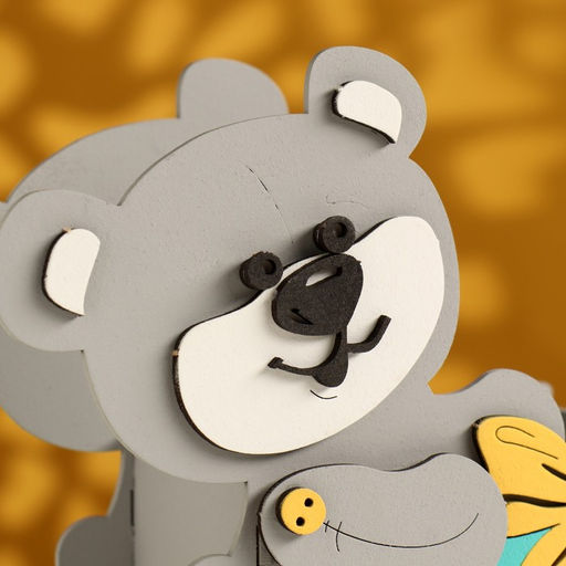 Подарочная упаковка Мишка с подарком 17х8х16 см серый пастель-тиффани - Дарим красиво фото 4