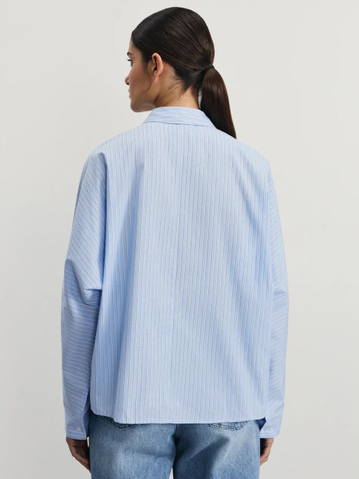 Рубашка в полоску из хлопка / Zarina фото 5