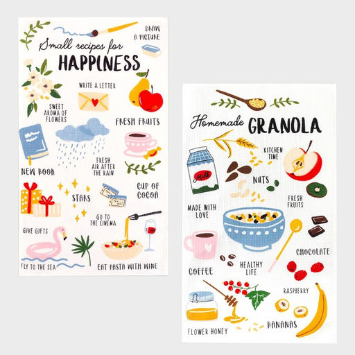 Набор кухонных полотенец Доляна Рецепты счастья, 35х60 см-2шт, 100% хлопок  фото 2