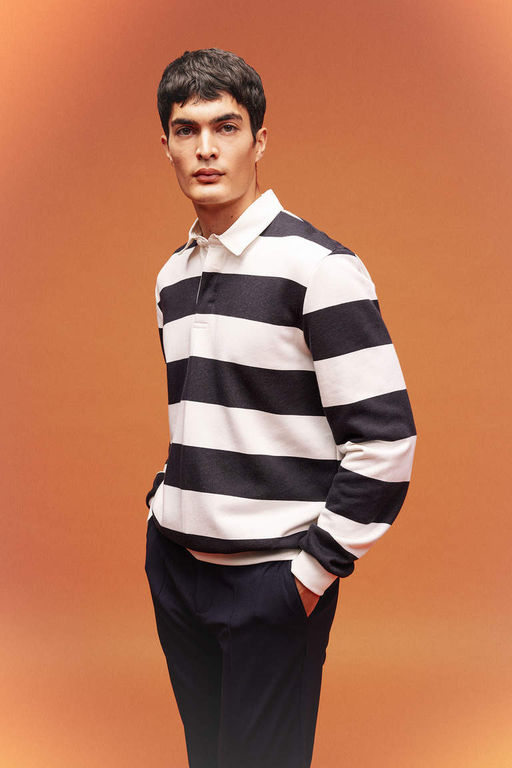 Толстовка в полоску Modern Fit с воротником-поло - Defacto фото 4