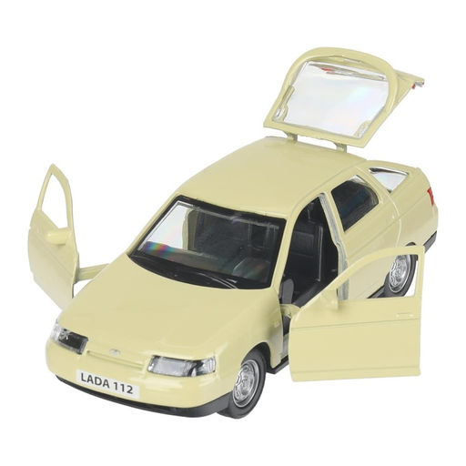 Машина металл Ваз-2112 12 см, двери, багаж, беж, коробка