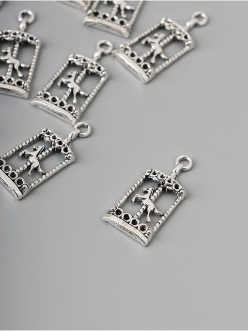 Цена за 2 шт. Декор-подвеска для творчества металл Карусель с лошадкой, серебро, набор 10 шт., 3.3?1.5?0.4 см