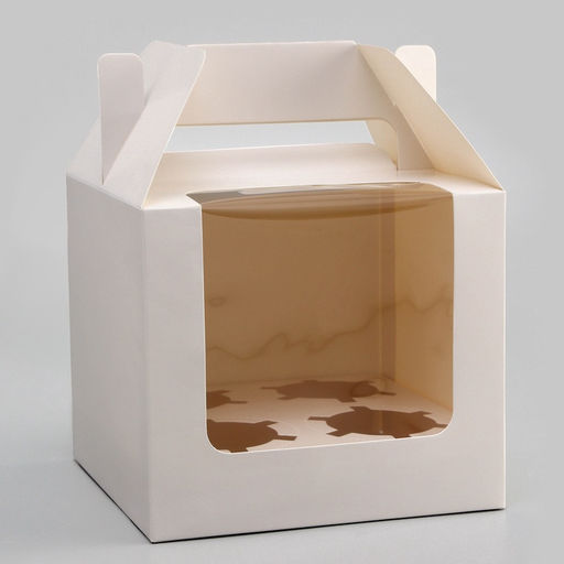 Цена за 2 шт. Коробка для 4 капкейков, белая 16×16×14 см