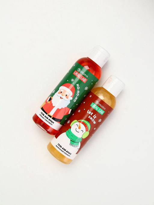 Подарочный набор новогодний Дед Мороз, гель для душа 2 шт х 150 мл, мочалка, URAL LAB