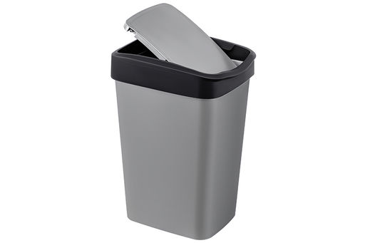 Ведро для мусора с подвижной крышкой 35 л 36*28*51 см Тандем сер.металлик/черный (модель 843558) - Elan gallery фото 15