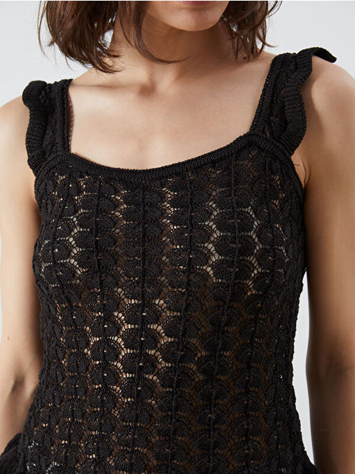 U Yaka Ajurlu F?rf?rl? Triko Bluz