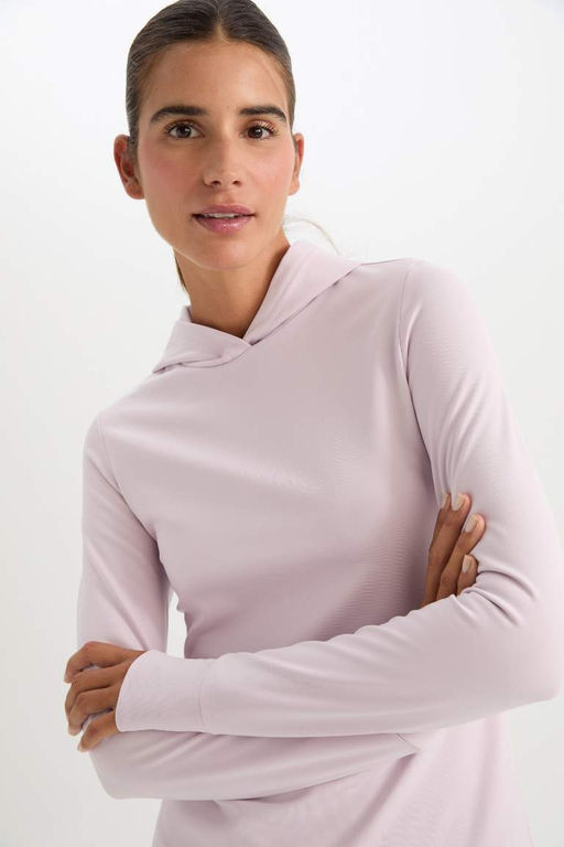 DeFactoFit Облегающая футболка с капюшоном и длинными рукавами для спортсменов  фото 4