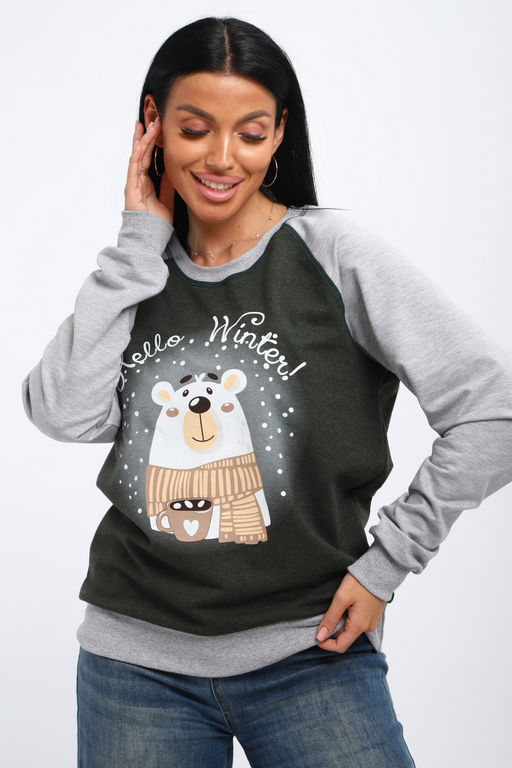 Лонгслив женский из футера Гамми хаки