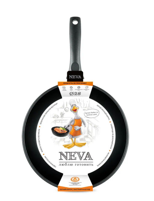 Сковорода Neva Black литая антипригарная несъемная ручка, 28 см - Нева металл посуда фото 6