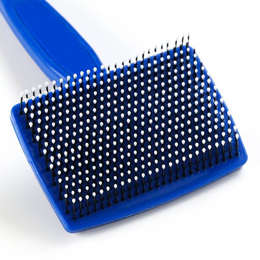 Пуходерка пластиковая мягкая с закругленными зубьями, средняя, 9 х 15,5 см, синяя - Пижон фото 3