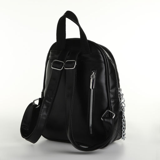 Рюкзак женский на молнии, с карманами, размер 24×12×30 см, чёрный