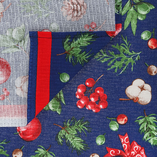 Салфетка хозяйственная 50х60см Зимнее чудо, вафельное полотно, хлопок 100%, плотность 245г/м2, без упаковки, Домашняя мода (Россия)  фото 2