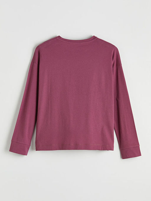 Bisiklet Yaka Bask?l? Kad?n Pijama ?st?