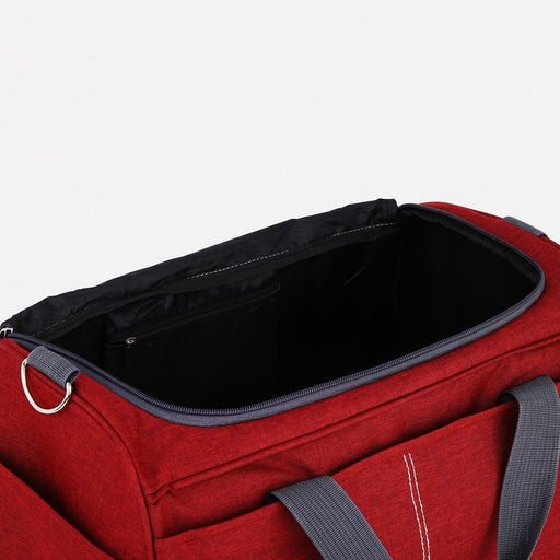 Сумка спортивная на молнии, 2 наружных кармана, длинный ремень, цвет бордовый - Simaland фото 4
