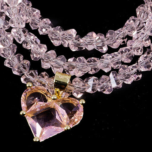 Бусы с сердечком чокер граненные из искуственного Хрусталя розовые