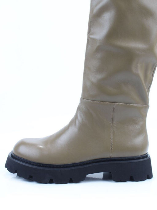 02-E39B-53JN GREEN Сапоги демисезонные женские (натуральная кожа)