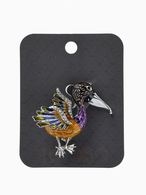 Брошь «Птица» пеликан, цветная в серебре