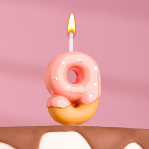 Свеча в торт Клубничная глазурь, цифра 9, розовая, 3,8 см