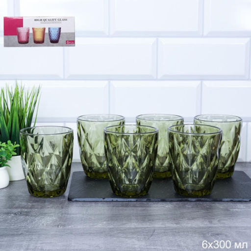 Стакан 6 штук 300 мл низкий / KF-032-1 /уп 8/ зеленый - Галеонтрейд фото 4