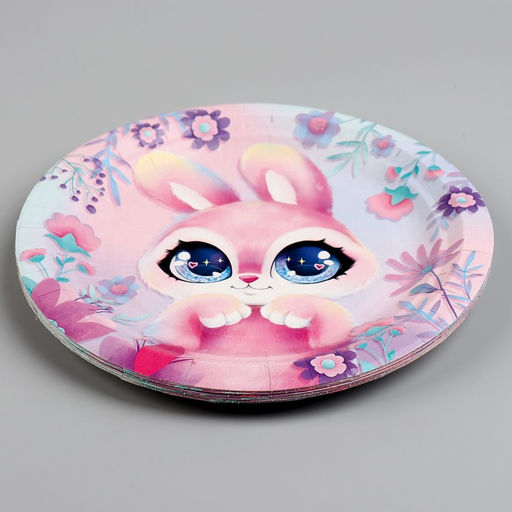 Цена за 10 шт. Тарелка бумажная Зайка, 18 см - Страна карнавалия фото 3