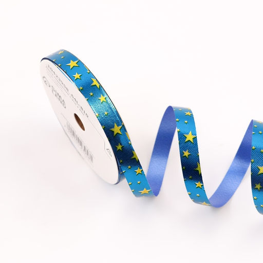 Лента для декора и подарков новогодняя новогодняя Звезды, 1.2 см ? 45 м, синий. - UPAK LAND фото 3