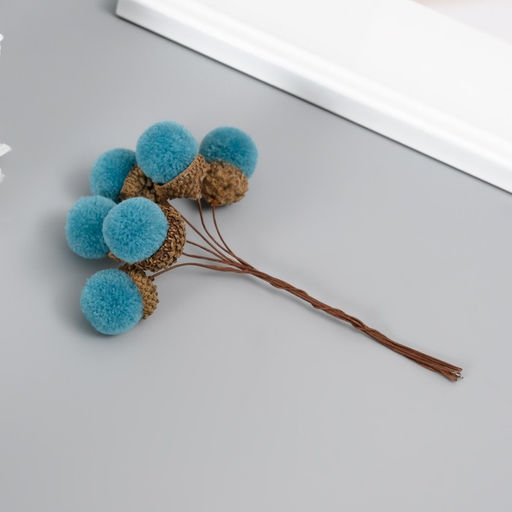 Цветы для декорирования «Жёлудь», голубой, 1 букет= 6 веточек, d=2 см, 11 см