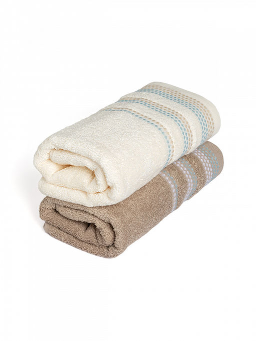 Набор махровых полотенец 50x90 бежевый махровая ткань - Lucky фото 2