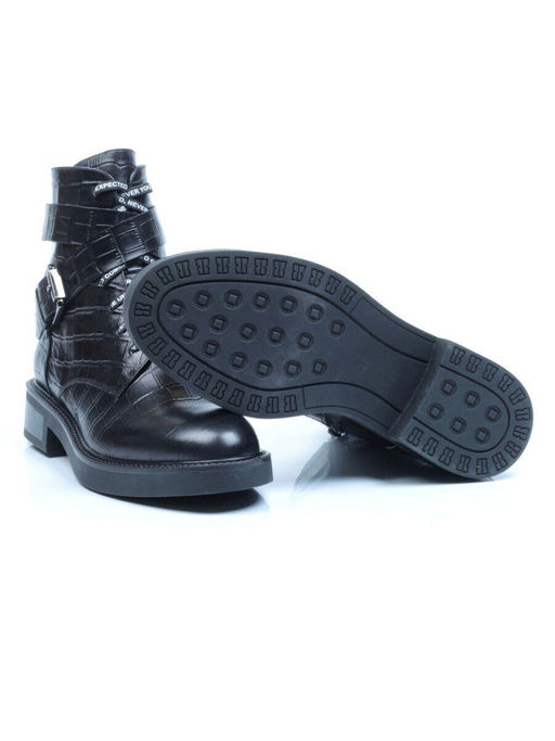 01-CH8361-21B100M BLACK Ботинки демисезонные женские (натуральная кожа, байка)