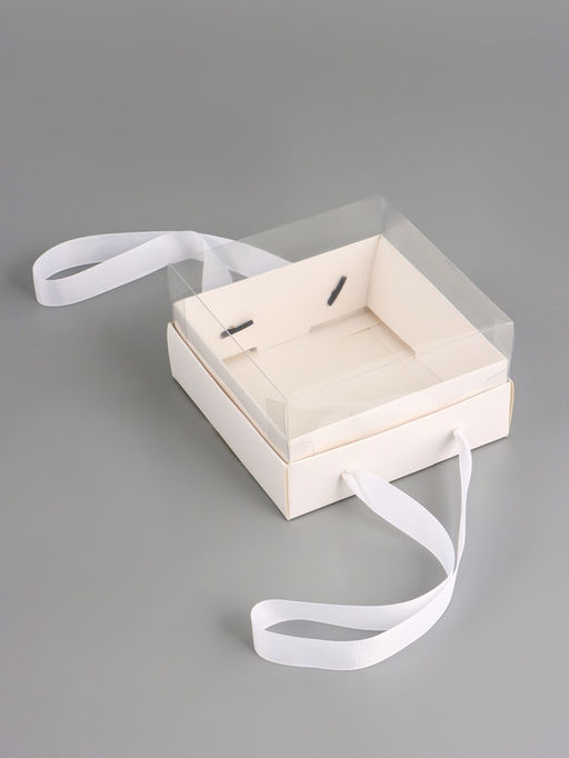 Коробка под бенто-торт, с прозрачной крышкой, белый, 14×14×8 см