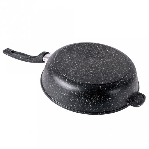 Сковорода с тефлоновым покрытием д30см "Гранит", h7,5см, s0,42см, ручка из термостойкого пластика, стеклянная крышка, подарочная упаковка (Россия)