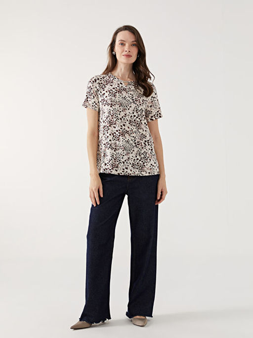 Bisiklet Yaka Desenli Kad?n Bluz