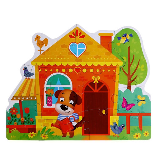 Фигурные пазлы 4 в 1 Весёлые зверята, 9, 12, 15, 20 элементов - Puzzle time фото 3