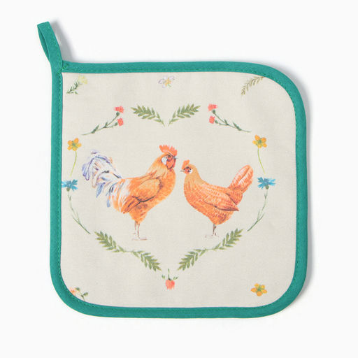 Прихватка Этель Курочка и петух 19х19 саржа,100% х/л,ватин 250г/м2  фото 2