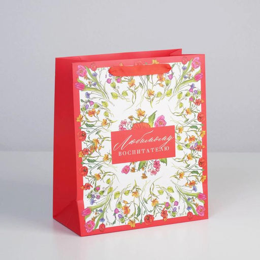 Цена за 2 шт. Пакет подарочный ламинированный, упаковка, «Любимому воспитателю», ML 27×23×11.5 см