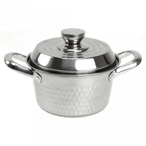 "Флорида" Набор кастрюль из нержавеющей стали 4 штуки: д18см h9,3см 1,4л; д19,5см h10,3см 2л; д21,5см h10,7см 2,5л; д23,5см h12см 3,5л, s0,50мм, крышки и ручки нержавеющая сталь, с теплораспределительным дном 0,5см, цветная коробка (Китай)