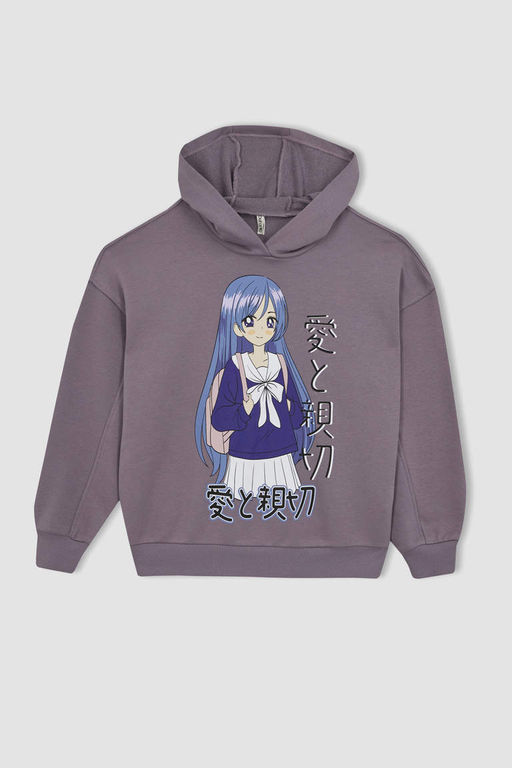 Толстовка оверсайз с капюшоном для девочек - Defacto фото 6