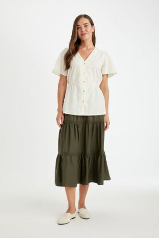 Regular Fit Esnek Belli Basic Duz Belmando Kilos Midi Etek
