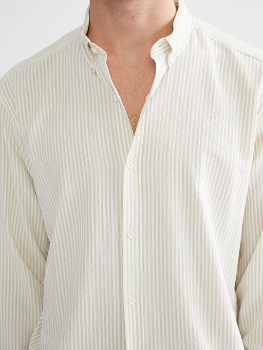 Slim Fit Uzun Kollu ?izgili Erkek G?mlek
