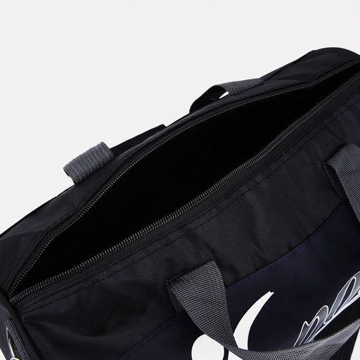 Сумка спортивная на молнии, длинный ремень, маленький размер, с принтом, чёрная/синяя