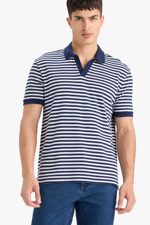 Regular Fit Polo Yaka K_sa Kollu _izgili Ti__rt