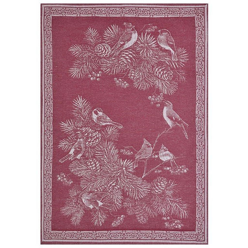 07с-39ЯК 50*70 Полотенце "Зимние птицы" цв. бордо