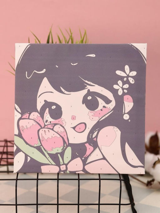 Картина по номерам на подрамнике Draw Me! Girl with flowers, (20*20 см)