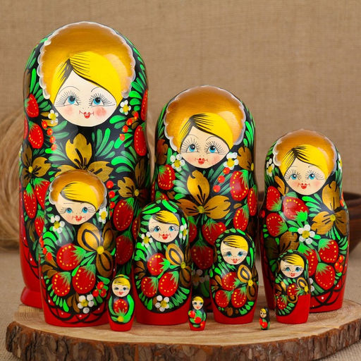 Матрешка дерево «Яркая хохлома», 10 кукольная