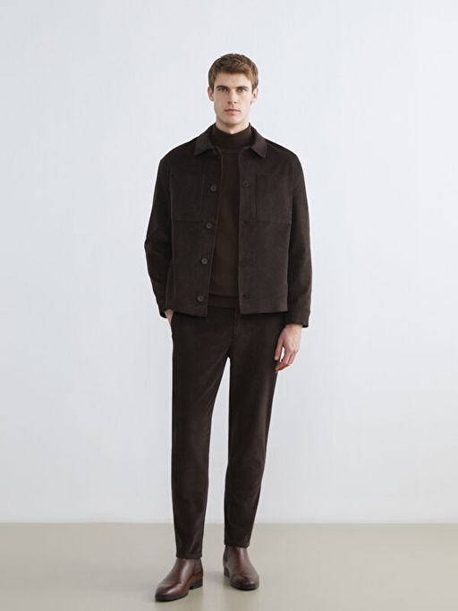 Regular Fit Uzun Kollu Kadife Erkek G?mlek Ceket