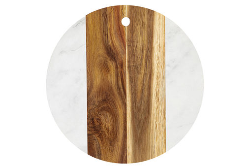 Доска для разделки и сервировки 30*30*1,3 см Белая круглая, мрамор/акация - Elan gallery фото 8