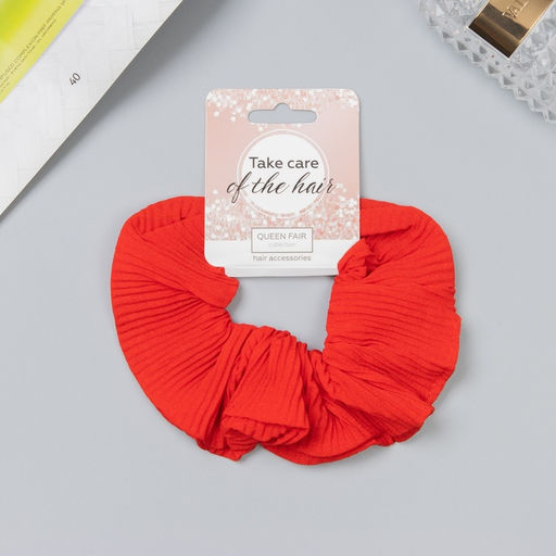 Цена за 3 шт. Резинка для волос «Орбита», жатка классика, 12 см, красная