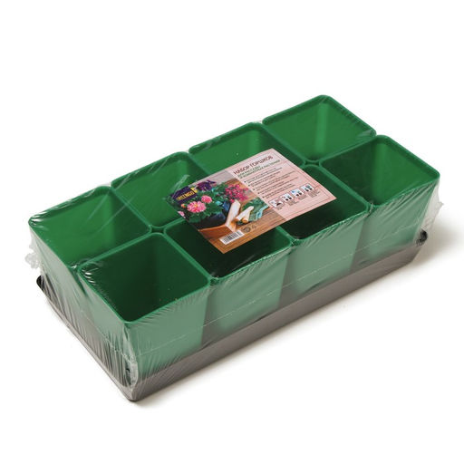 Набор для рассады: стаканы по 600 мл (8 шт.), поддон 36×18 см, цвет МИКС, Greengo